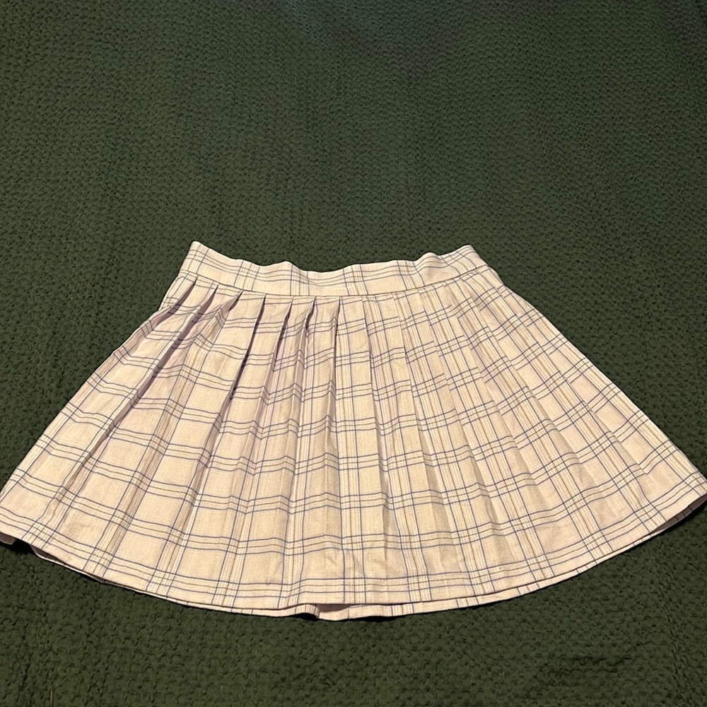 Romwe Plaid Pleated Skirt